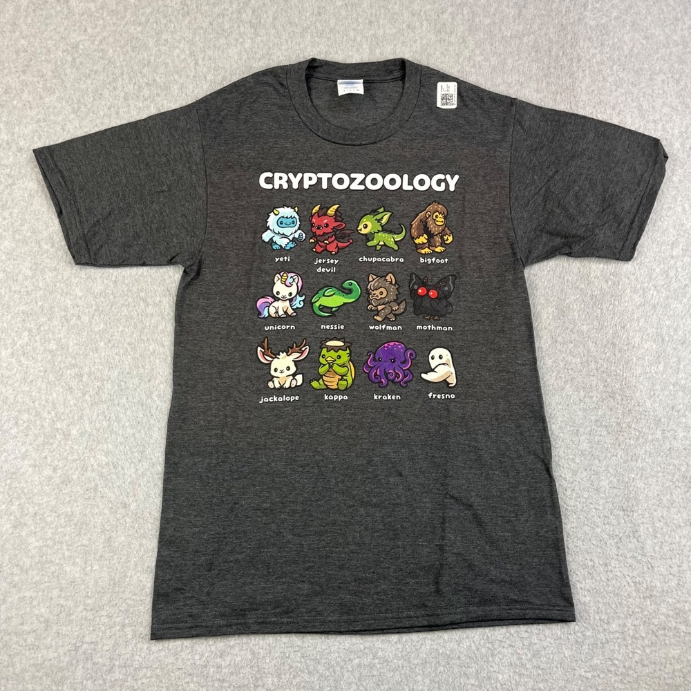 Port & Company Cryptozoology Cryptids Myth Creatures T Shirt Mens Small Gray NWT